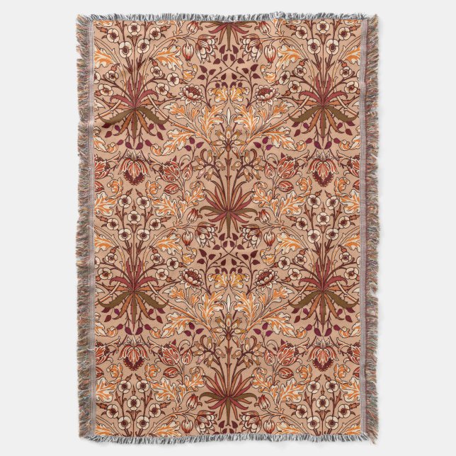 Manta Tejida William Morris Hyacinth Print, Brown and Beige (Frente vertical)