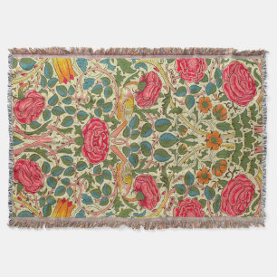 Manta Tejida William Morris Rosa Floral Chintz Pink