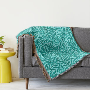 Manta Tejida William Morris Willow Bough, Turquoise y Aqua
