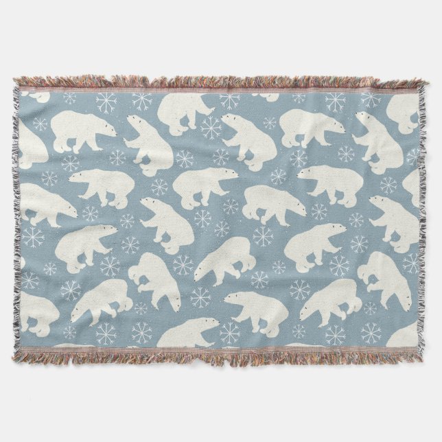 Manta Tejida Winter Polar Bears sin fisuras + tus ideas (Anverso)