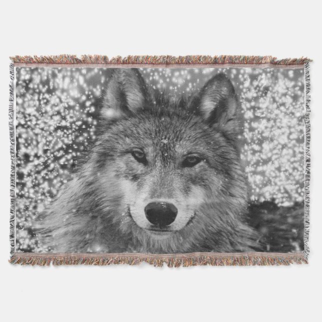 Manta Tejida Wintery Wolf Throw Blanket (Anverso)