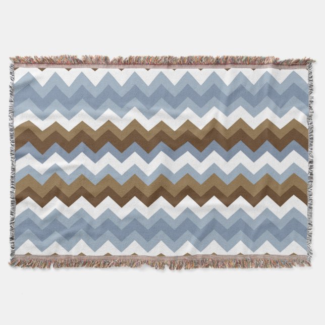 Manta Tejida Zag Blanket de Zig azul-nuetral (Anverso)