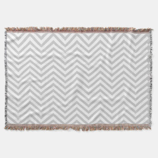 Manta Tejida Zig Zag Gris y Patrón Blanco