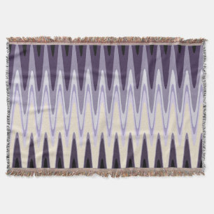 Manta Tejida Zig Zag Negro Gris Blanco Oscuro Púrpura Patrón Be