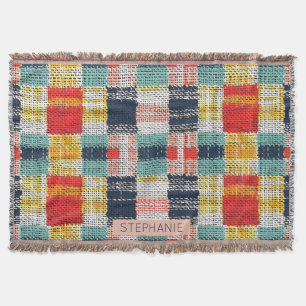 Manta Tejido vibrante - Patrón retro Boho controlado