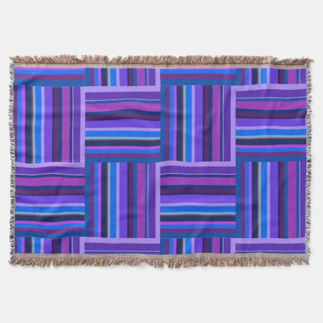Manta Tejidos de rayas azules y violetas (Anverso)
