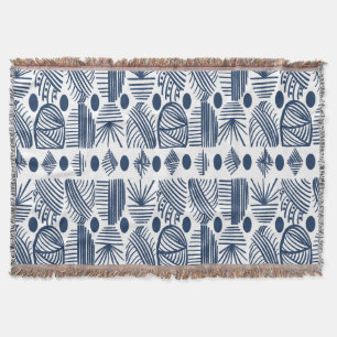 Manta Tela de barro tribal caribeño: blanco, azul marino
