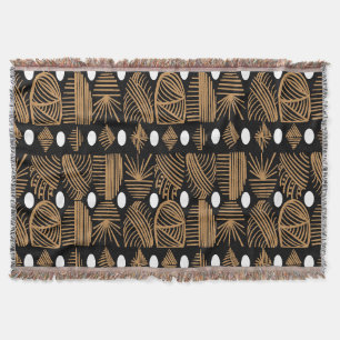 Manta Tela de barro tribal caribeño: negro, blanco, oro