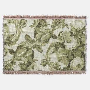 Manta Tela floral botánica de Toile del vintage del