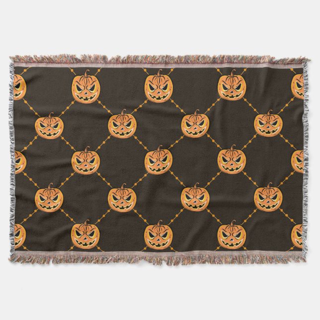 Manta Tema de la fiesta de calabaza de Halloween. (Anverso)