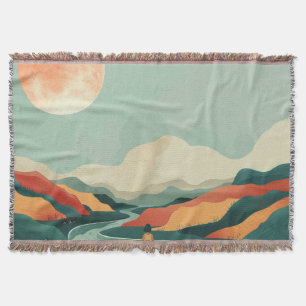 Manta Terracota Verde Teal Boho Río Montaña Viaje