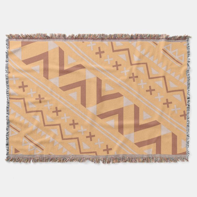 Manta Terracotta Aztec Herringbone Estilo bohemio modern (Anverso)
