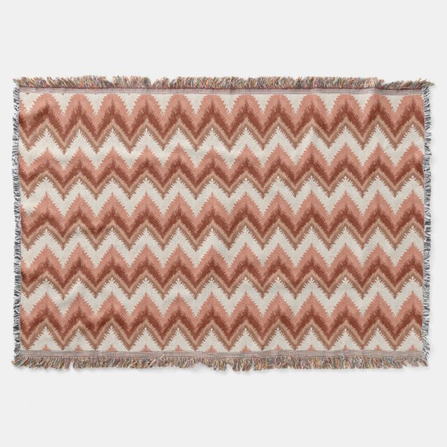 Manta Terracotta Boho Zigzag - Chevron Rústico (Anverso)