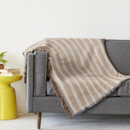 Manta Terracotta Cream Moderno Stripe Boho Minimalista