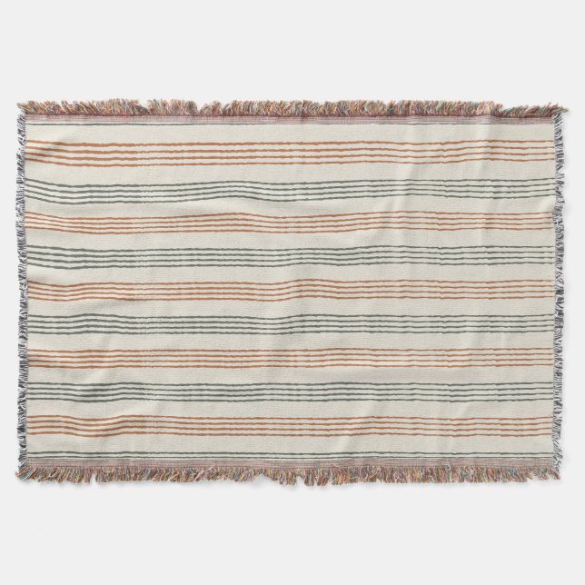Manta Terracotta Sage Moderno Minimalista Stripe Boho (Anverso)