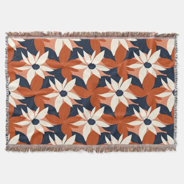 Manta Terracotta White Floral Elegante (Anverso)