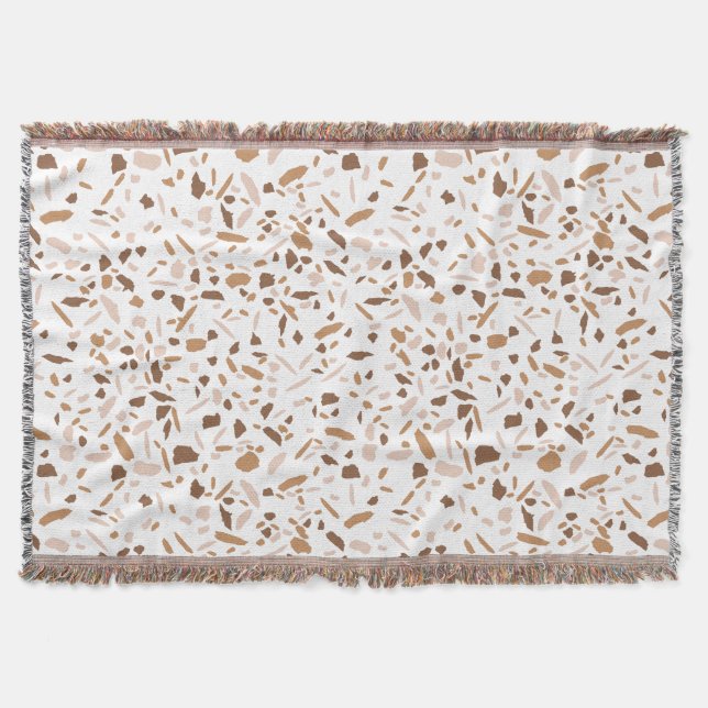 Manta Terrazzo marrón, beige y blanco   (Anverso)