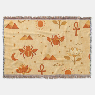Manta Terrenal Boho Patrón Egipcio-Minimalista Faraónico