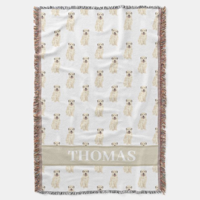 Manta Terrier Wheaten Personalizado Marrón y Blanco (Frente vertical)