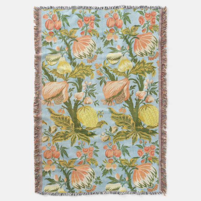 Manta Textil Clásico Barroco Floral Frutas Damask (Frente vertical)