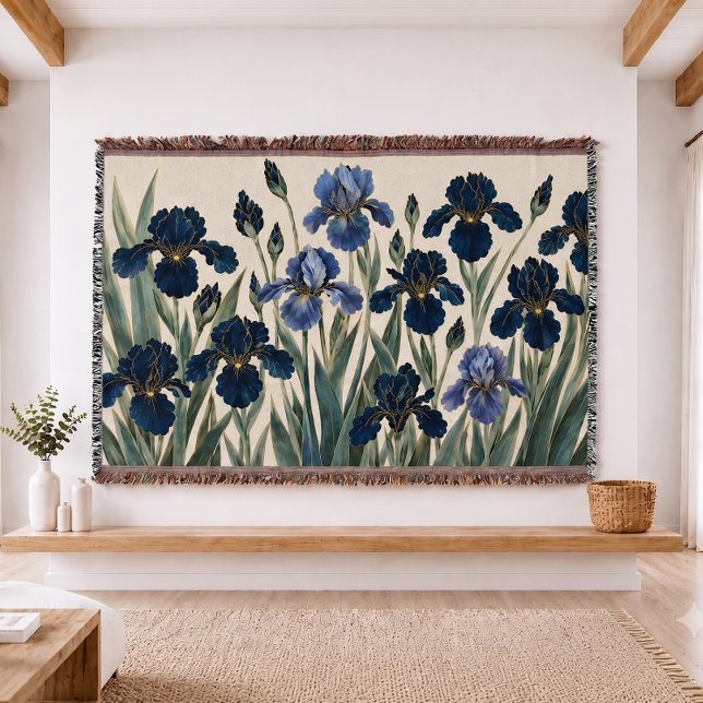 Manta Téxtil Tejida Tapiz Botánico Iris Azul (Subido por el creador)