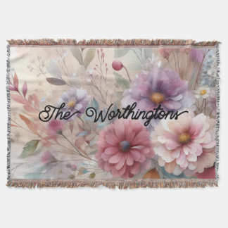 Manta Texto de tipografía Hojas de otoño y flores acuare