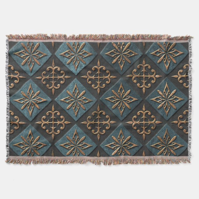 Manta Textura de bronce con estampado. (Anverso)