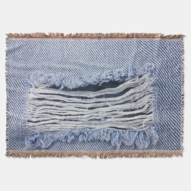 Manta Textura de jeans rotos con azul claro (Anverso)