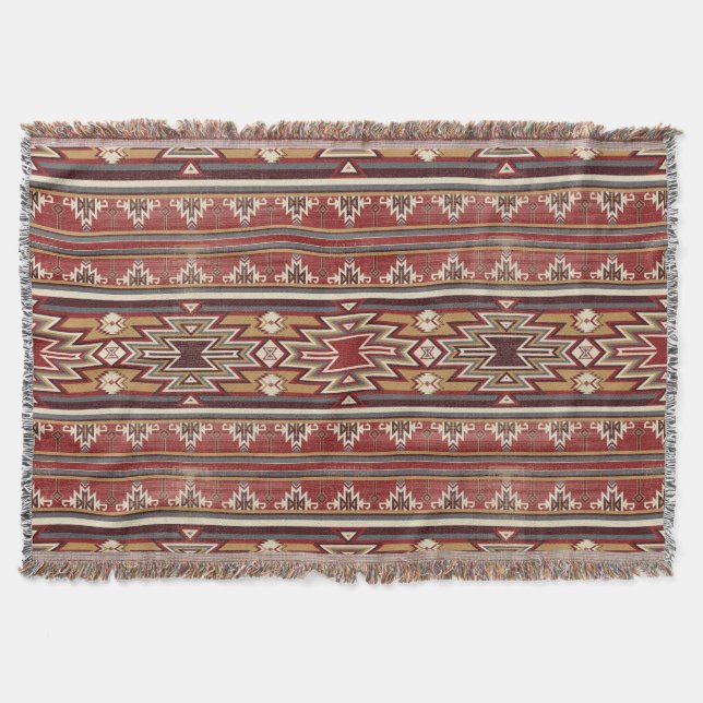 Manta Textura textil étnica Tribal Azteca Nativa América (Anverso)