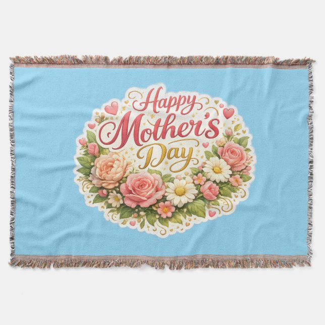 Manta Throw Blanket happy Mother's Day floral wreath woo (Anverso)