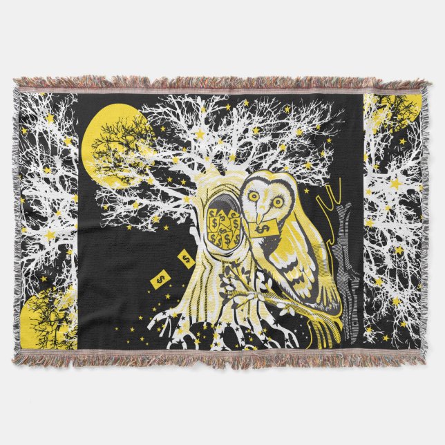 Manta Throw Blanket – Urban Tree Owl & Wealth Surreal  (Anverso)