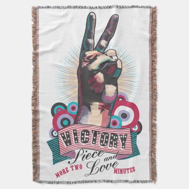Manta Throw Blanket Victory Peace & Love Pop-Art Design (Frente vertical)