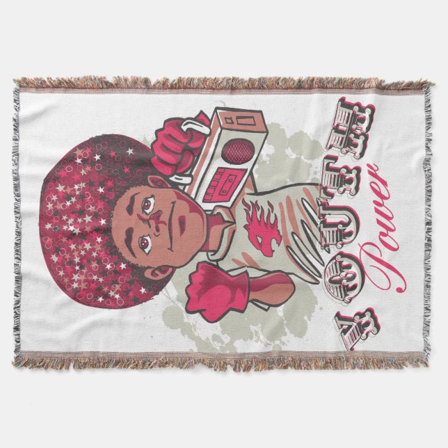 Manta Throw Blanket – YOUTH Power Afro & Boombox Urban (Anverso)