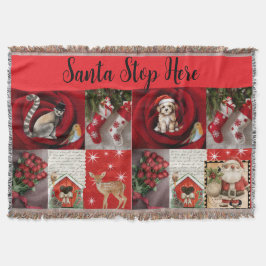 Manta Throw Christmas Blanket - Santa Stop Here