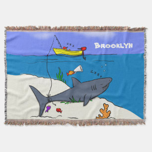 Manta Tiburón durmiendo divertido y caricatura de pesca