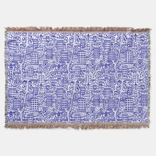 Manta Tierra de Torres - Azul marino sobre blanco (Anverso)