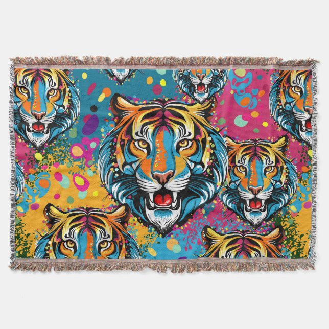 Manta Tiger Head Rainbow colors paint stains (Anverso)