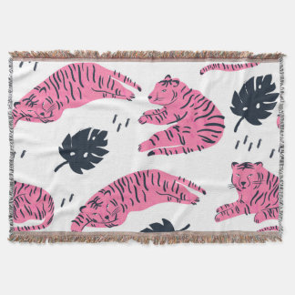 Manta Tigre Rosa Tropical: Vintage de mano.