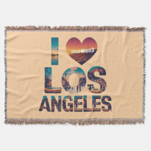 Manta Tipografía de Los Ángeles Skyline Sunset y Hollywo