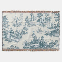 Manta Toile de jouy sage verde elegante