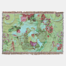 Manta Toile victoriano antiguo Rococo Estilo Sage Verde
