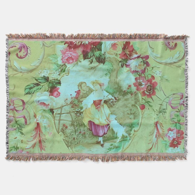 Manta Toile victoriano antiguo Rococo Estilo Sage Verde (Anverso)