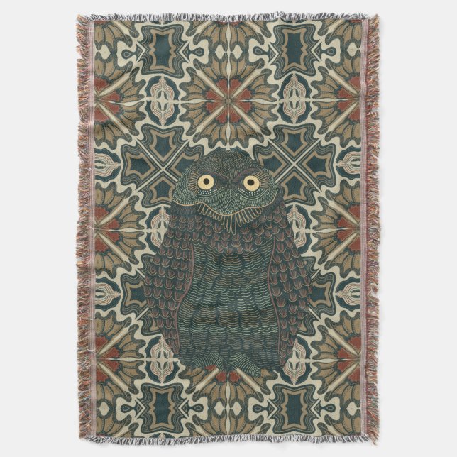 Manta Tonos de tierra dorados marrones adornados (Frente vertical)