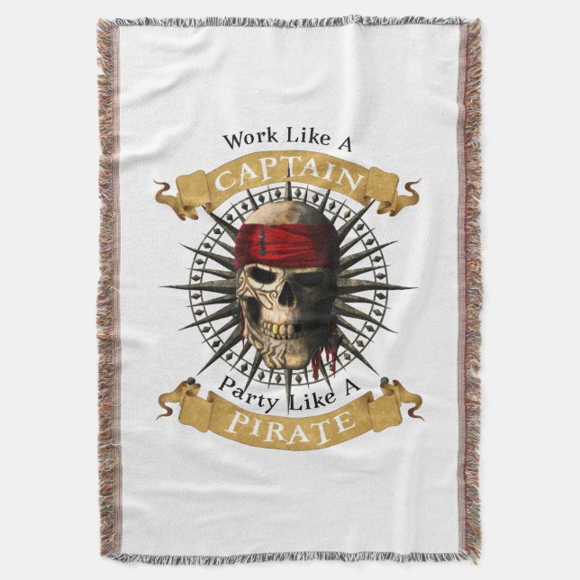 Manta Trabajar Como Un Capitán Fiesta Como Un Cráneo Pir (Frente vertical)