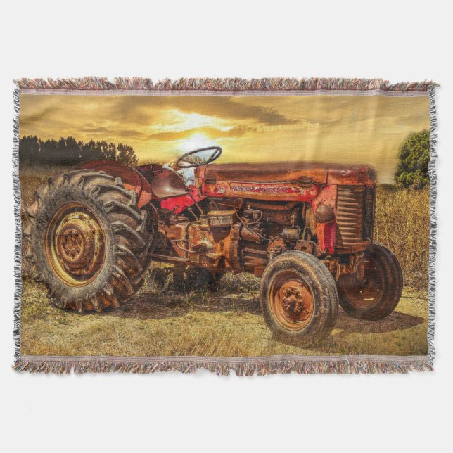 Manta Tractor de granjas rojas Vintage (Anverso)