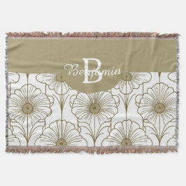 Manta Trazado de patrón floral de línea dorada