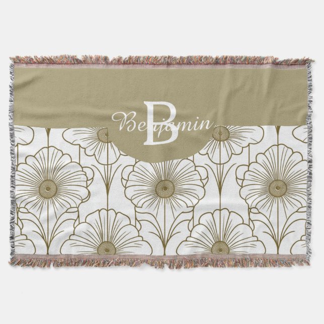 Manta Trazado de patrón floral de línea dorada (Anverso)