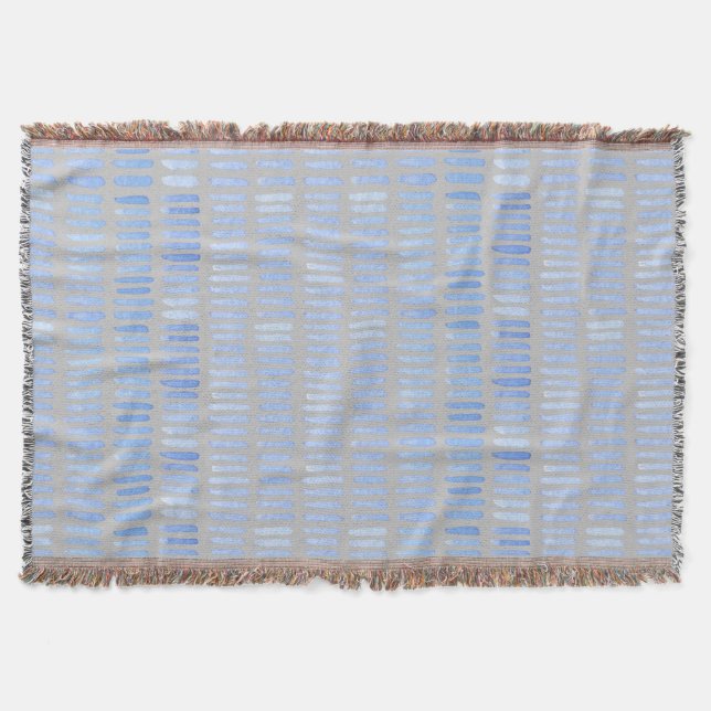 Manta Trazos Azules de Acuarela Moderna sobre Gris (Anverso)