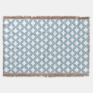 Manta Trellis azul blanco y bebé, Entramado, Quatrefoil
