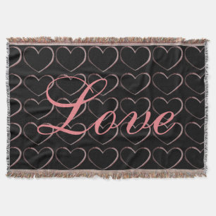 Manta Trendy Heart Grey Calligraphy Love Boda